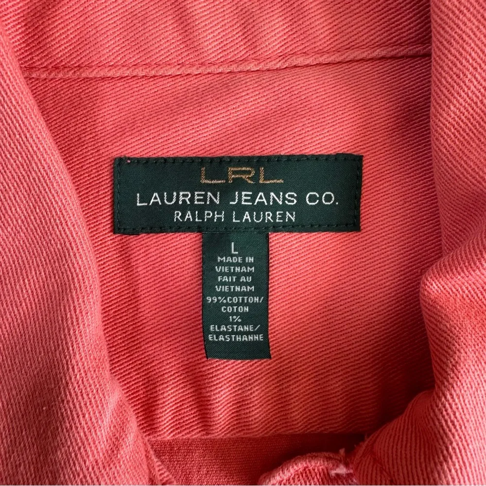 Ralph Lauren Coral Denim Jacket L Salmon Pink Color - Picture 10 of 14